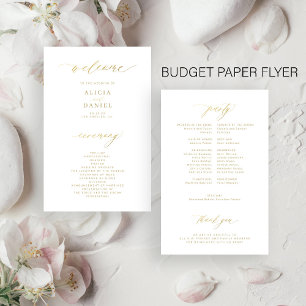 Budget Gold Typografie einfache Hochzeitsprogramm