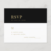Budget Gold Typografie minimale Hochzeit RSVP Kart (Vorderseite)