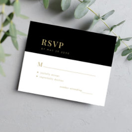 Budget Gold Typografie minimale Hochzeit RSVP Kart
