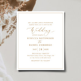 Budget Gold und White Elegante Einladung zur Hochz