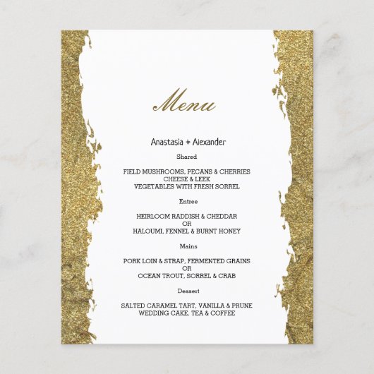 Budget Gold WEDDING MENU. Flyer (Vorne)