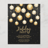 Budget Gold Weihnachtsbaum Ornaments Black Invites (Vorderseite)