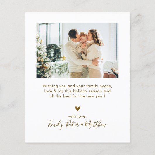 Budget Gold white 5 Photo Collage Christmas Card (Rückseite)