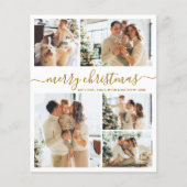 Budget Gold white 5 Photo Collage Christmas Card (Vorderseite)