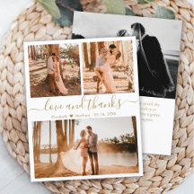 Budget Gold White Collage Hochzeit Danke Karte