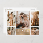 Budget Gold White Foto Collage Hochzeit Vielen Dan Postkarte (Vorne/Hinten)