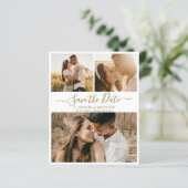 Budget Gold White Script Collage Save the Date (Stehend Vorderseite)