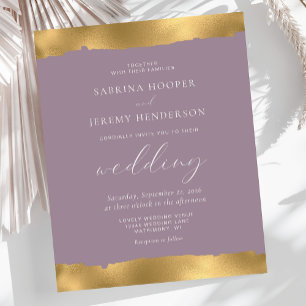 Budget Gold zerrissene Kante Mauve Hochzeitseinlad