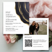 Budget golden agate Foto QR Code Hochzeit einladen