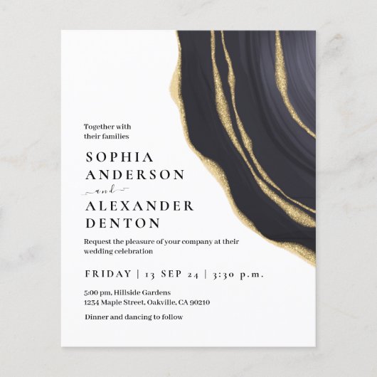 Budget golden agate Foto QR Code Hochzeit einladen (Vorderseite)