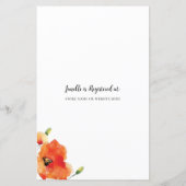 BUDGET Golden Poppy Baby Dusche Einladung (Rückseite)