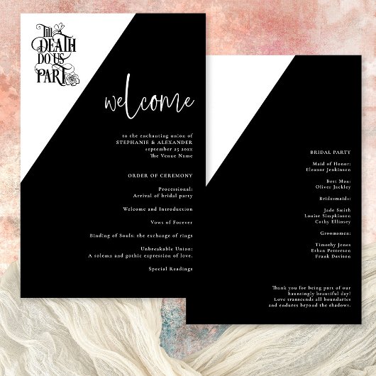 Budget Goth bis Death Do us Part Wedding Programm