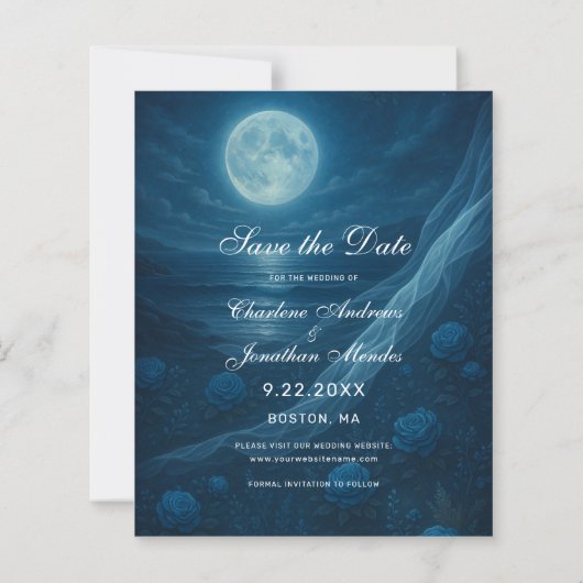 Budget Gothic Blue Skeletons Wedding Save the Date (Rückseite)