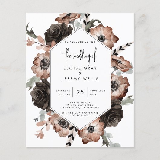 BUDGET Gothic Boho Hochzeit Einladung Flyer (Vorne)