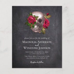 Budget-Gothic-Totenkopf-Blumen-Hochzeitseinladung