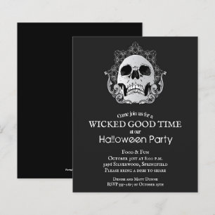 Budget-Gotischer-Totenkopf-Halloween-Party-Einladu