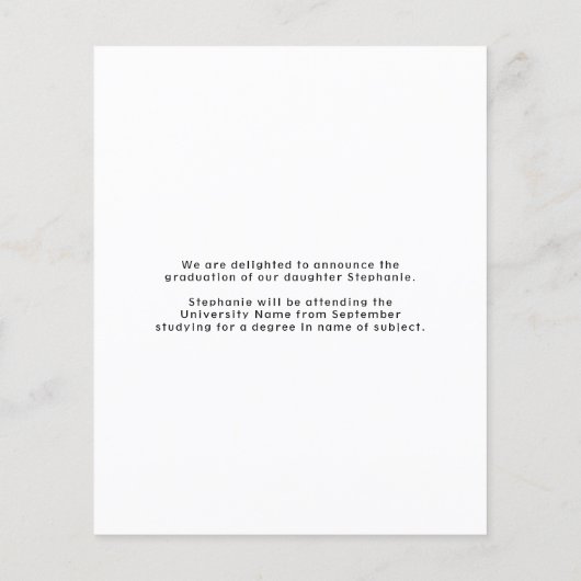 Budget Grad Foto Abschluss Einfache Ankündigung (Rückseite)