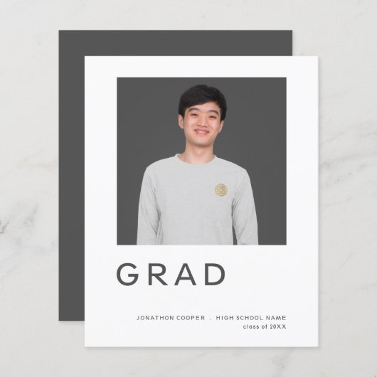 Budget Grad Foto Einfache Abschluss Ankündigung (Vorne/Hinten)