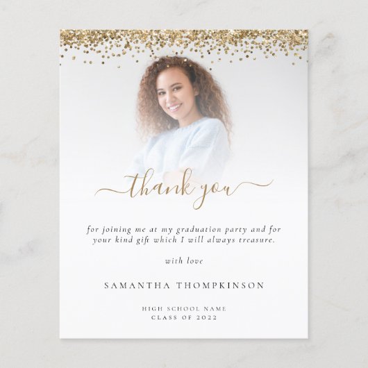 Budget Grad Foto Gold Glitzer Vielen Dank (Vorderseite)