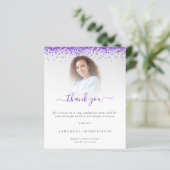 Budget Grad Foto Lila Glitzer Vielen Dank (Stehend Vorderseite)