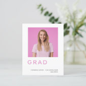 Budget Grad Foto Rosa Abschluss Ankündigung (Stehend Vorderseite)