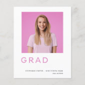 Budget Grad Foto Rosa Abschluss Ankündigung (Vorderseite)