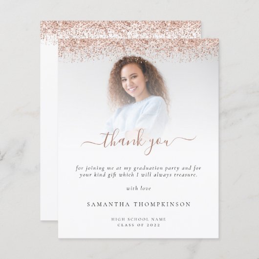 Budget Grad Foto Rose Gold Glitzer Vielen Dank (Vorne/Hinten)