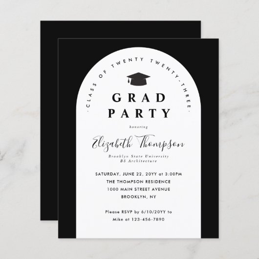 Budget GRAD PARTY Arch Graduate Cap Abschluss (Vorne/Hinten)