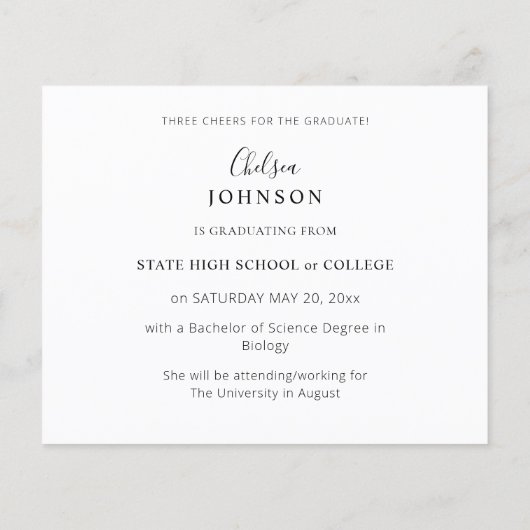 Budget Grad U Multi 6 Foto Graduate Ankündigung (Rückseite)