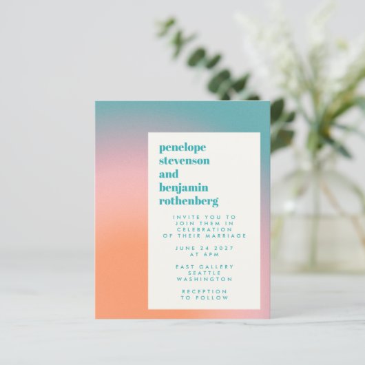 Budget Gradient Aquamarin rosa Abstrakte Hochzeit  (Stehend Vorderseite)