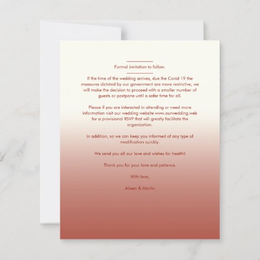 Budget Gradient Wedding Photo Whimsical Script (Rückseite)