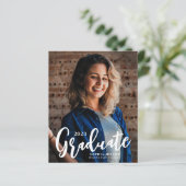 Budget Graduate Script 2 Foto Abschluss Card (Stehend Vorderseite)