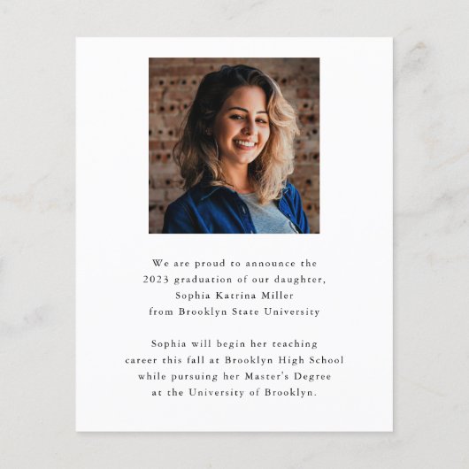 Budget Graduate Script 2 Foto Abschluss Card (Rückseite)