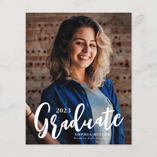 Budget Graduate Script 2 Foto Abschluss Card (Vorderseite)