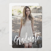 Budget Graduate Script 2 Foto Abschluss Card Einladung (Vorne/Hinten)