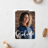 Budget Graduate Script 2 Foto Abschluss Card Mitteilungskarte (Vorderseite/Rückseite Beispiel)