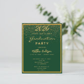 Budget Graduation 2023 party green gold invitation (Stehend Vorderseite)
