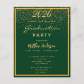Budget Graduation 2023 party green gold invitation (Vorderseite)