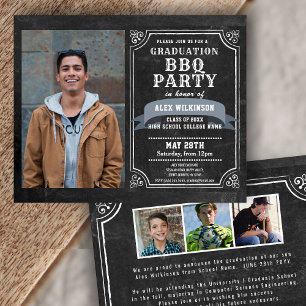 BUDGET Graduation BBQ Party 4 Photo Invitation Flyer