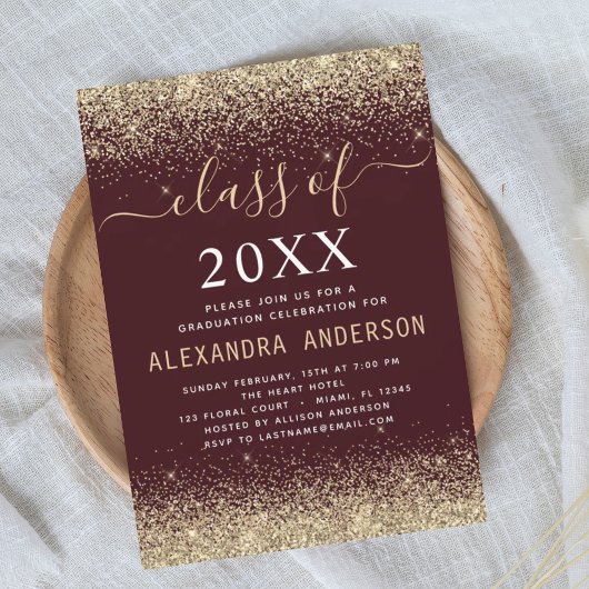 Budget Graduation Burgundy Gold Class of 2023