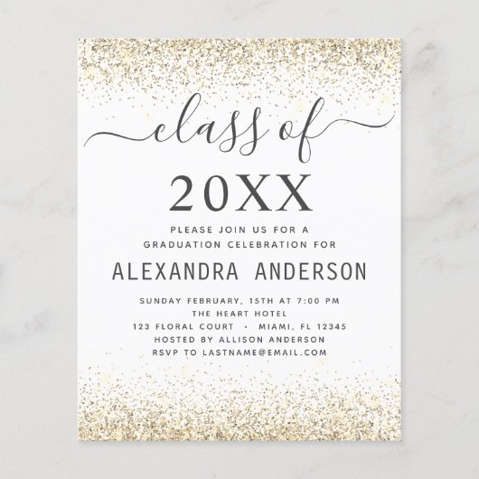 Budget Graduation Party Gold Class of 2023 Flyer (Vorne)