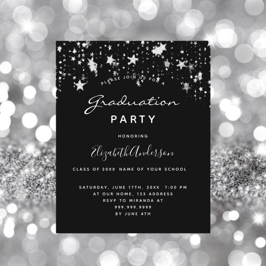Budget Graduierungsparty Schwarz-weiß Sterne 2025