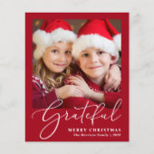 Budget Grateful Foto Red Christmas Weihnachtskarte (Vorderseite)