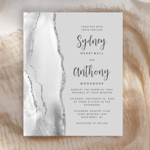 Budget Grau Silber Achat Kalligrafie Hochzeit