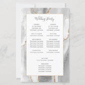 Budget Grau Weiß Gold Achat Hochzeitsprogramm (Rückseite)