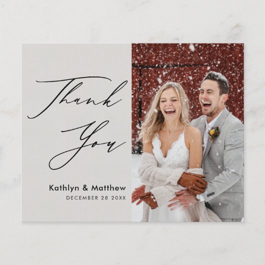 Budget Gray Elegant Script Modern Weddin Vielen Da (Vorderseite)