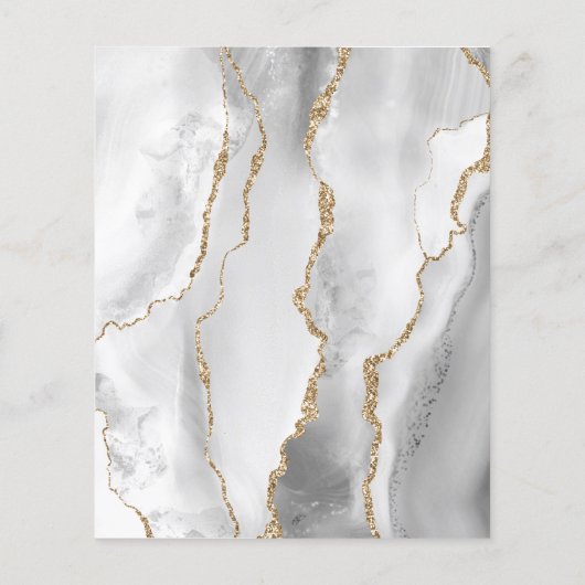 Budget Gray Gold Agate Wedding Menü (Rückseite)
