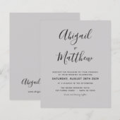Budget Gray Moderne Elegante Hochzeitseinladung (Vorne/Hinten)