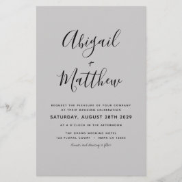 Budget Gray Moderne Elegante Hochzeitseinladung