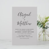 Budget Gray Moderne Elegante Hochzeitseinladung (Stehend Vorderseite)